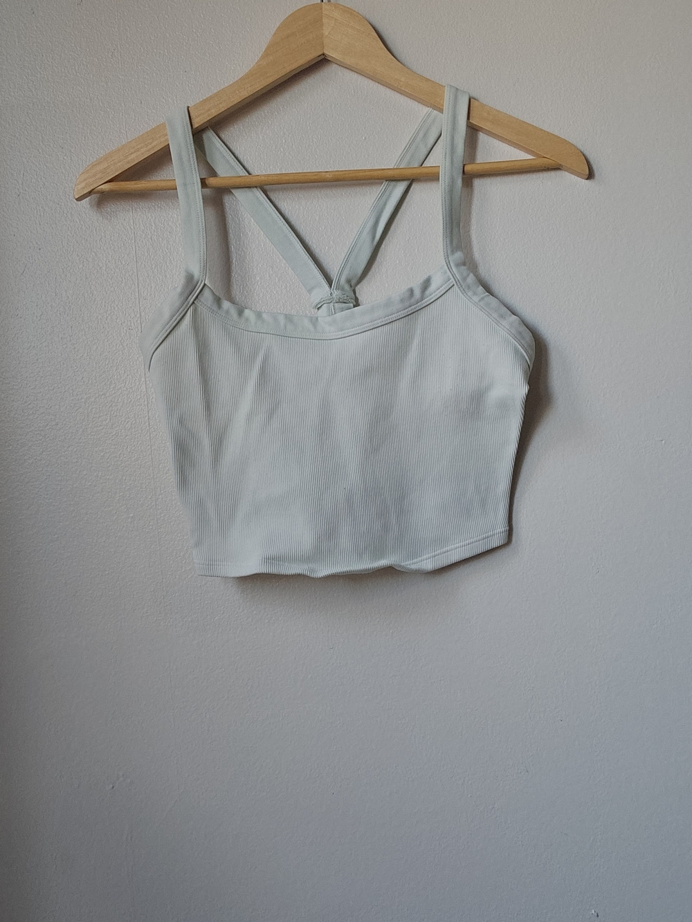 Free People Sage Ribbed Cropped Tank with Knotted Back